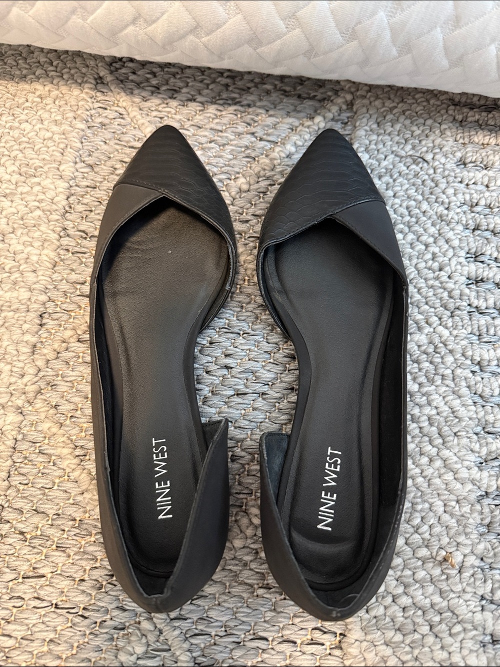Nine West Black Pointed D'Orsay Slip-On Flats